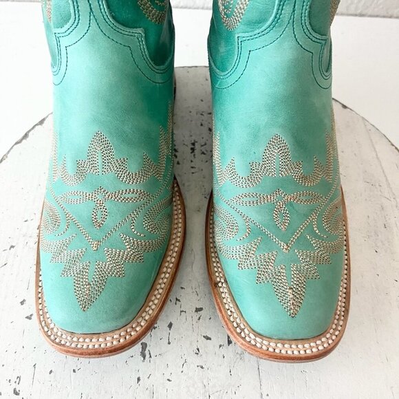 NEW Lane Saratoga Womens Square Toe Cowboy Boots 5.5 Turquoise Western Cowgirl - Picture 8 of 13